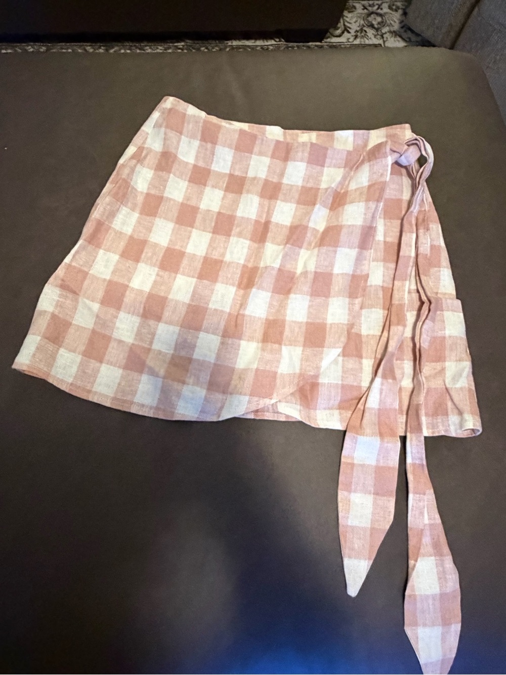 Reformation Gingham Wrap Mini Skirt 28